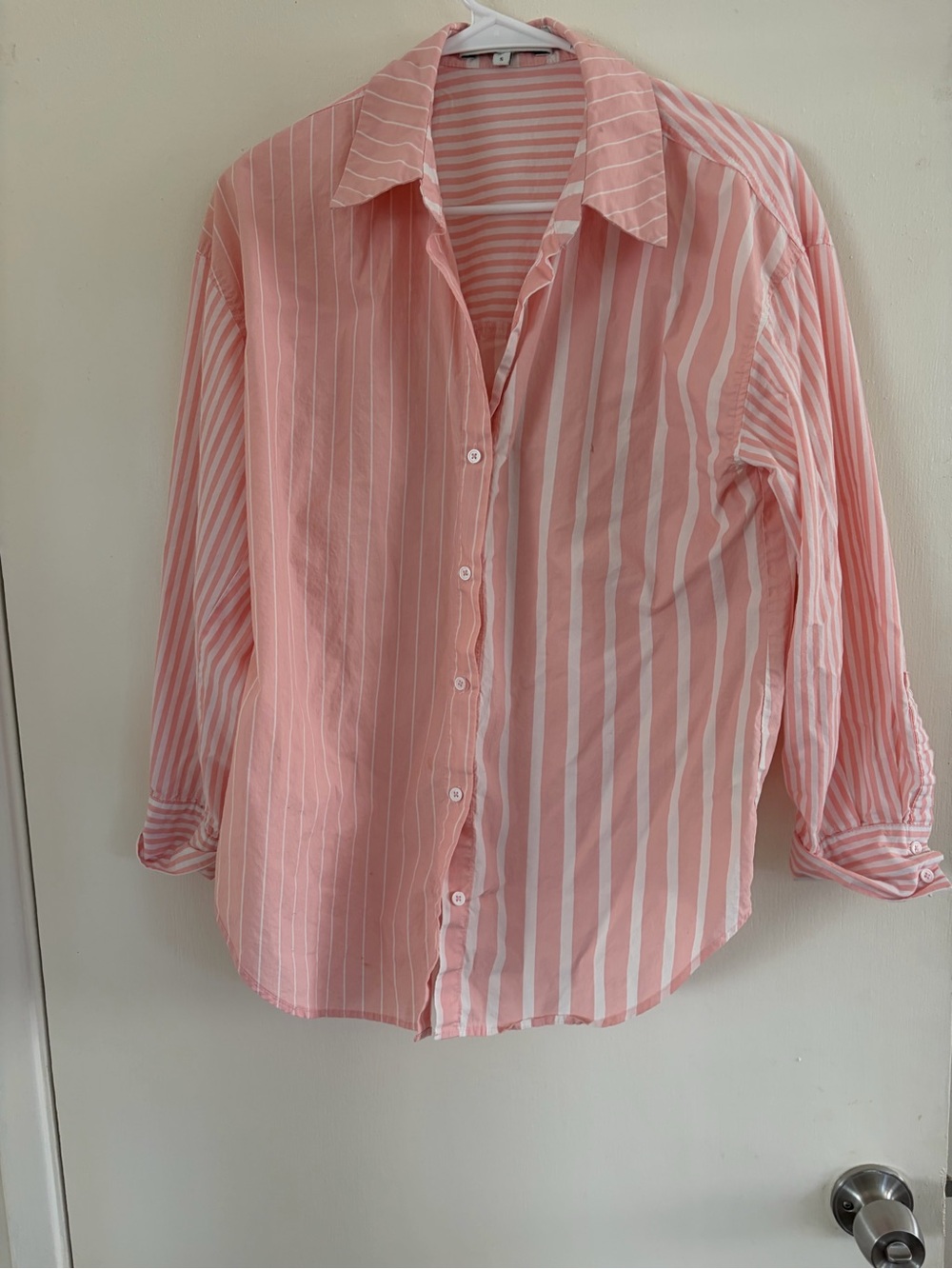 English Factory Pink and White Striped Women’s Button-Down Shirt